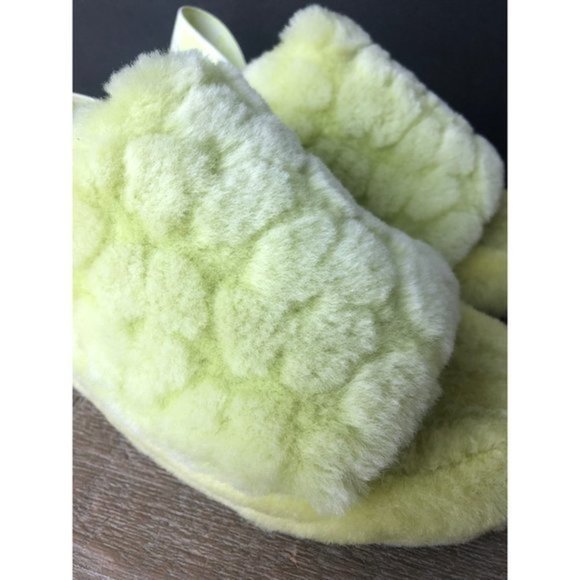 UGG Fluff Yeah Women's neon lime slide sandal logo strap size 11 - Picture 5 of 9
